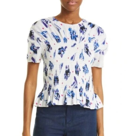 NWT Baum und Pferdgarten Mynowa Floral Peplum Organic Cotton Top Size 42 10 US - Picture 1 of 10
